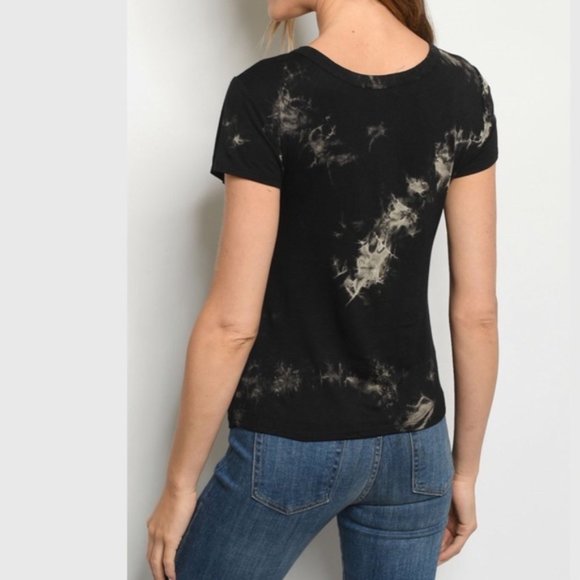 Tie dye black T-shirt rayon and spandex - fitted - Picture 11 of 11